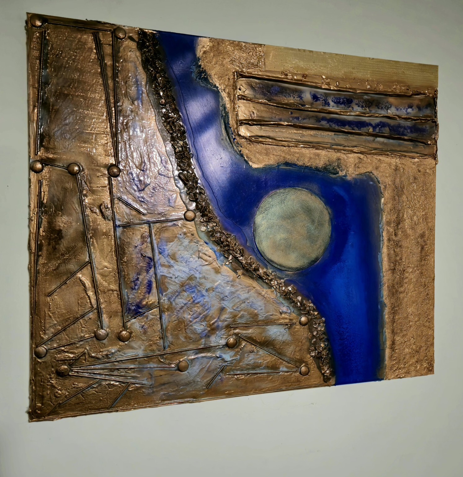 Gemälde Blaue Geometrie von Gramos Lipa